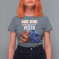 Funny Moo Deng VS Pesto T Shirt For Women - Wonder Print Shop