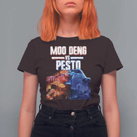 Funny Moo Deng VS Pesto T Shirt For Women - Wonder Print Shop