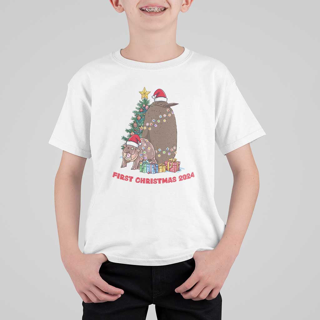 First Christmas 2024 Moo Deng Pesto T Shirt For Kid - Wonder Print Shop