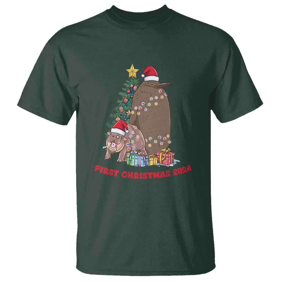 First Christmas 2024 Moo Deng Pesto T Shirt - Wonder Print Shop