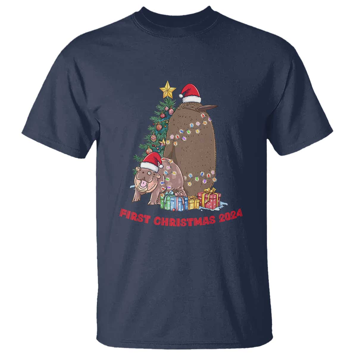 First Christmas 2024 Moo Deng Pesto T Shirt - Wonder Print Shop