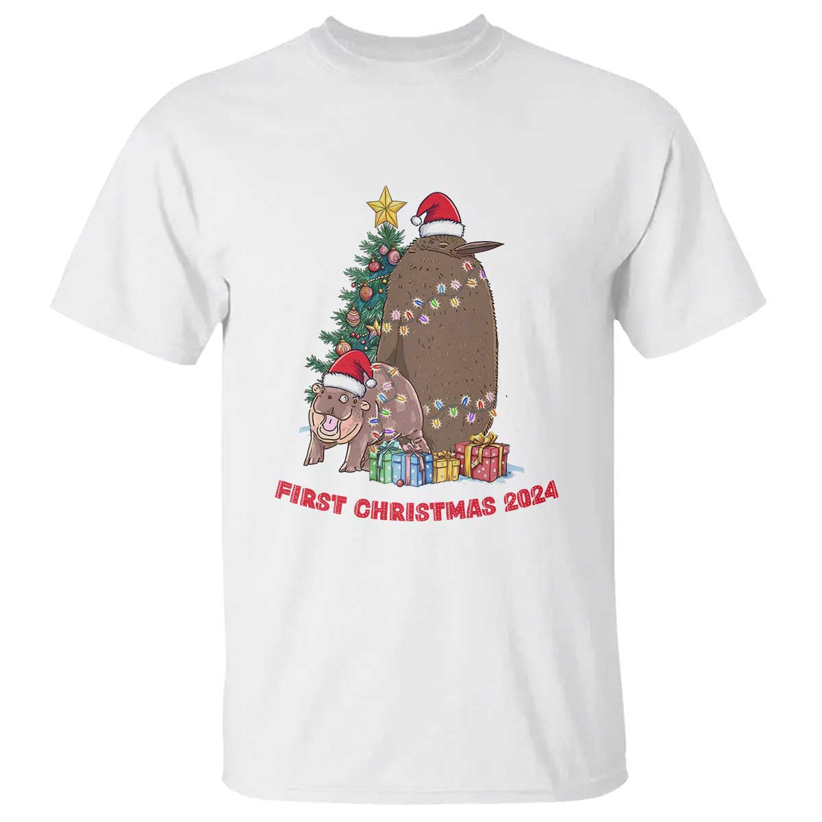 First Christmas 2024 Moo Deng Pesto T Shirt - Wonder Print Shop
