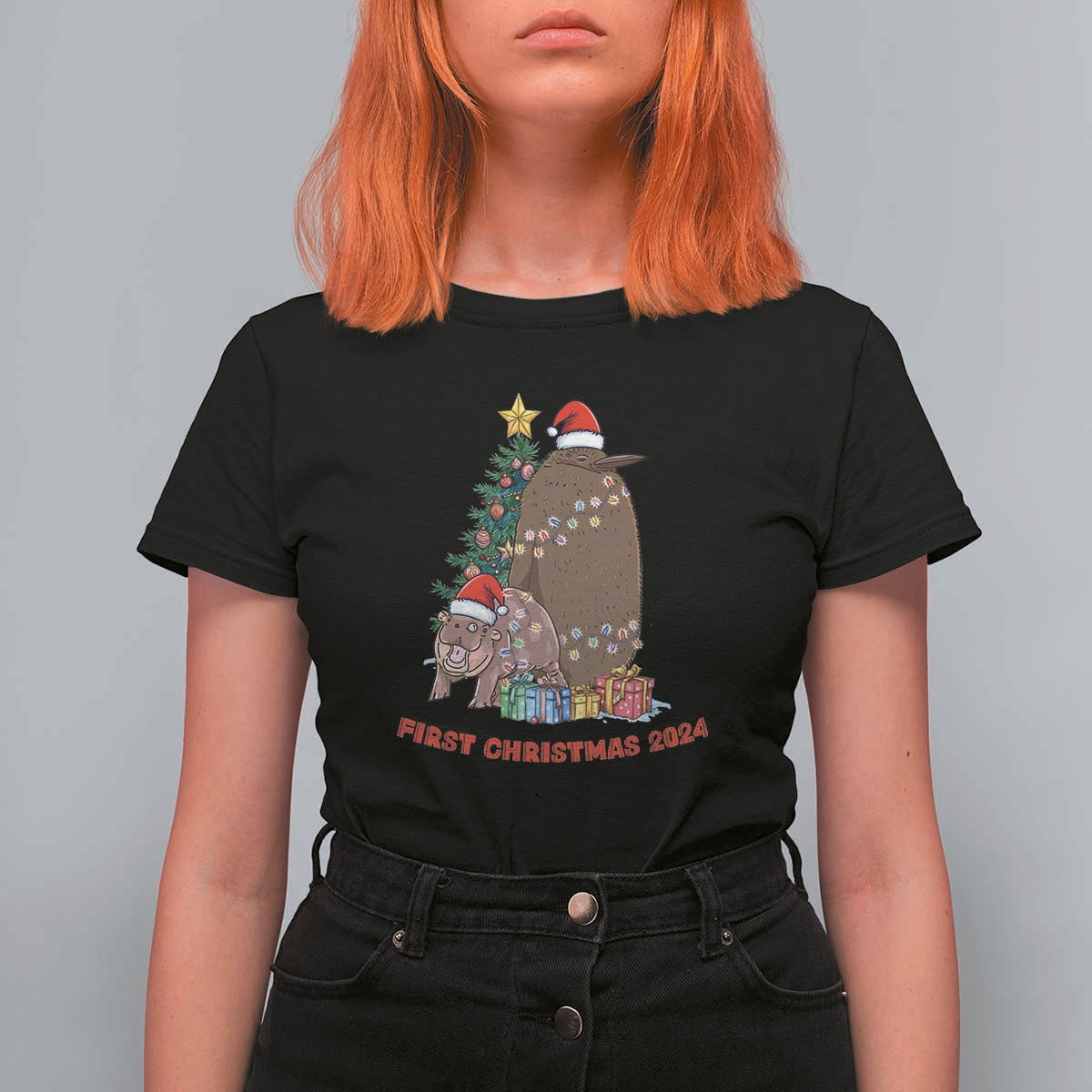 First Christmas 2024 Moo Deng Pesto T Shirt For Women - Wonder Print Shop