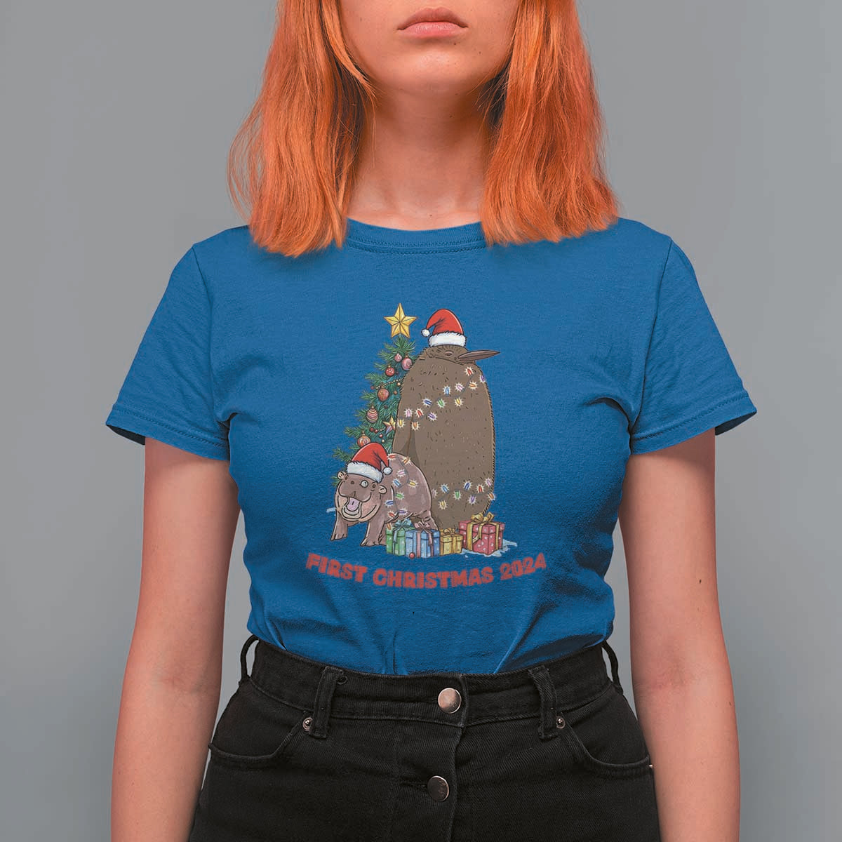 First Christmas 2024 Moo Deng Pesto T Shirt For Women - Wonder Print Shop