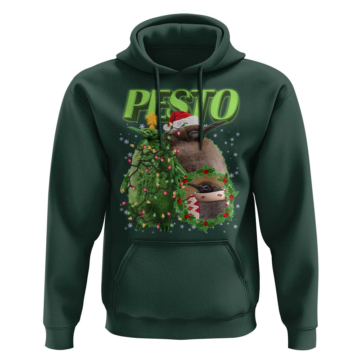 Funny Christmas Pesto Penguin Hoodie
