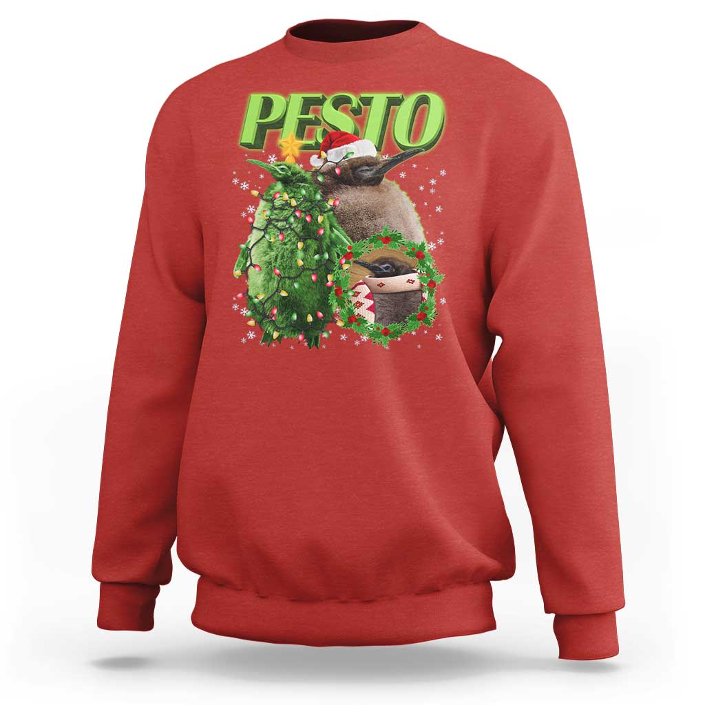 Funny Christmas Pesto Penguin Sweatshirt - Wonder Print Shop