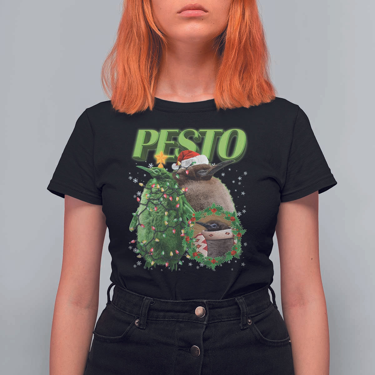 Funny Christmas Pesto Penguin T Shirt For Women - Wonder Print Shop