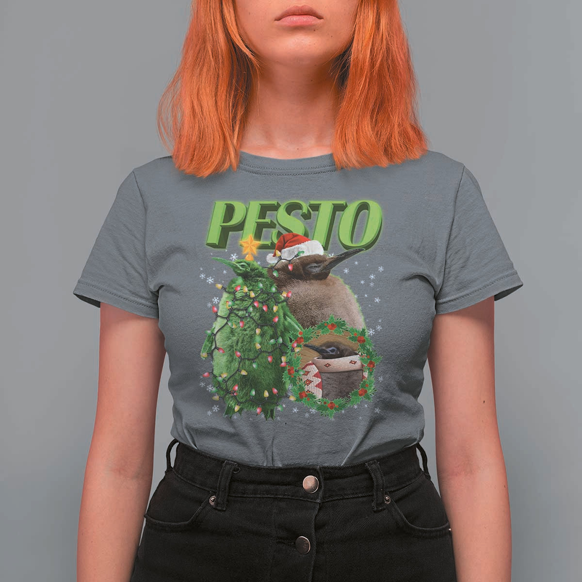 Funny Christmas Pesto Penguin T Shirt For Women - Wonder Print Shop