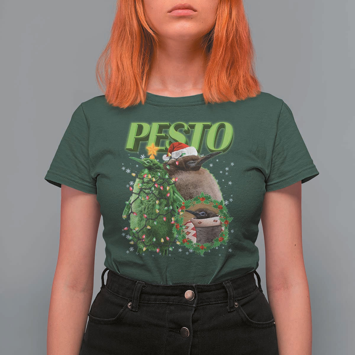 Funny Christmas Pesto Penguin T Shirt For Women - Wonder Print Shop