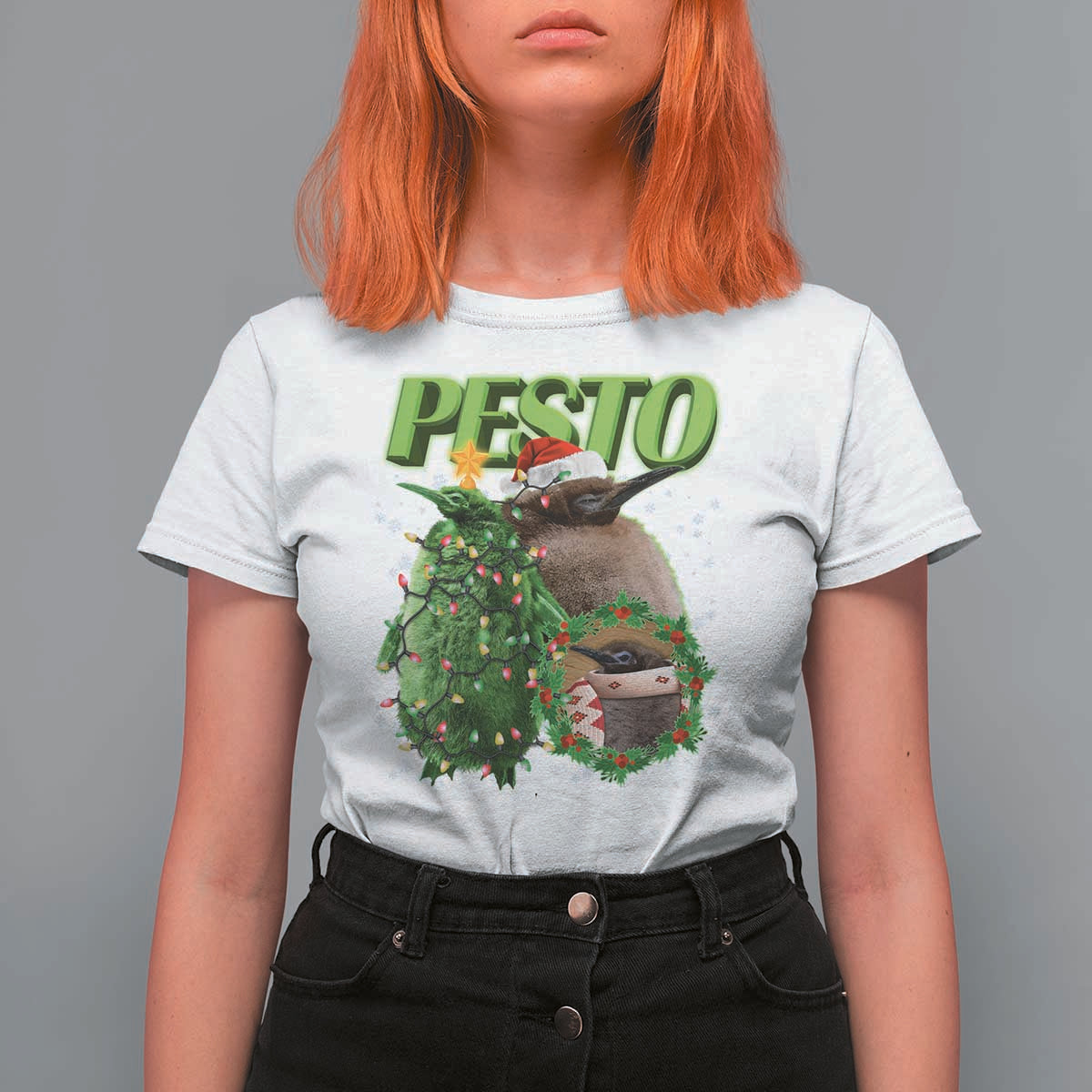 Funny Christmas Pesto Penguin T Shirt For Women - Wonder Print Shop
