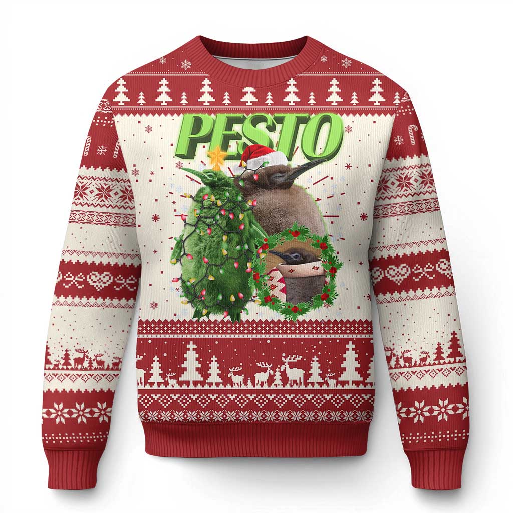 Funny Christmas Pesto Penguin Ugly Christmas Sweater - Wonder Print Shop