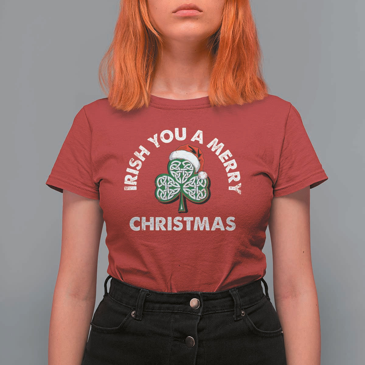 Irish Christmas T Shirt For Women Irish You A Merry Christmas Celtic Shamrock - Wonder Print Shop