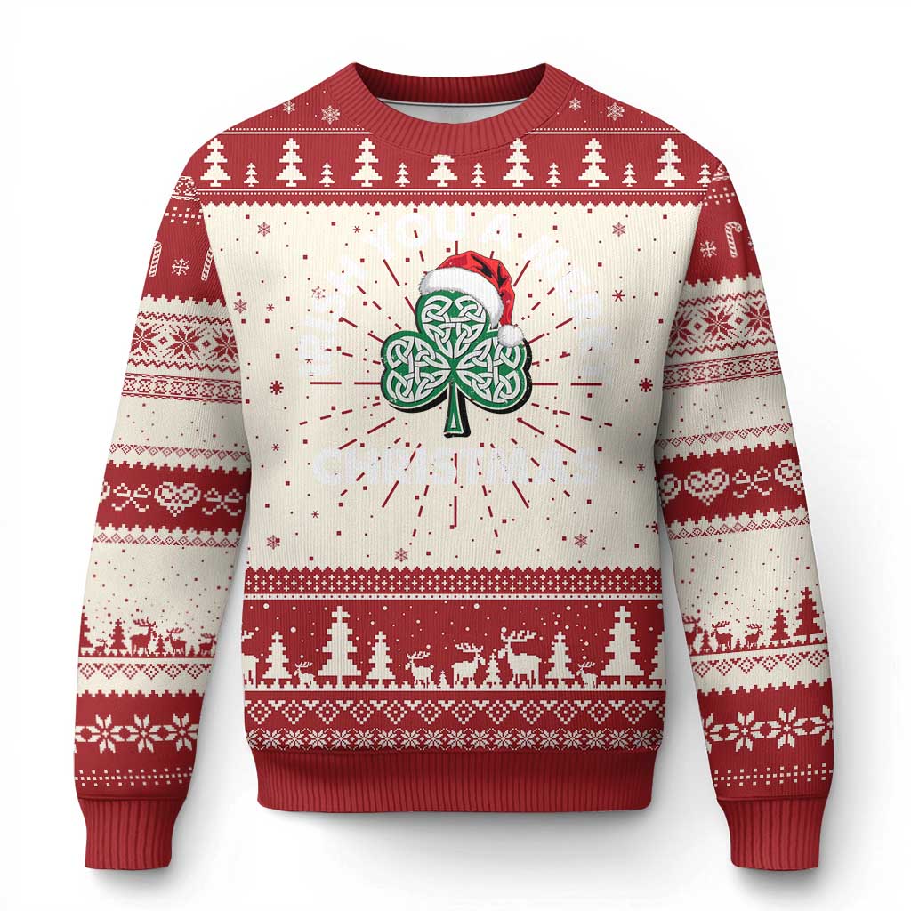 Irish Xmas Ugly Christmas Sweater Irish You A Merry Christmas Celtic Shamrock - Wonder Print Shop