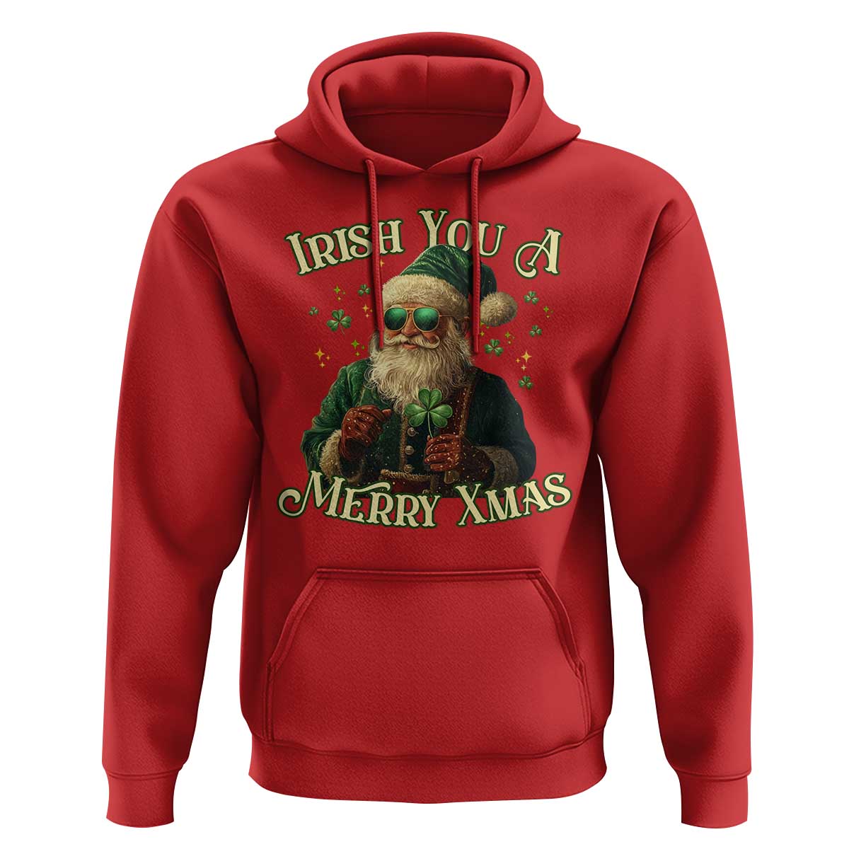 Irish You A Merry Xmas Hoodie Shamrock Santa Ireland Lucky