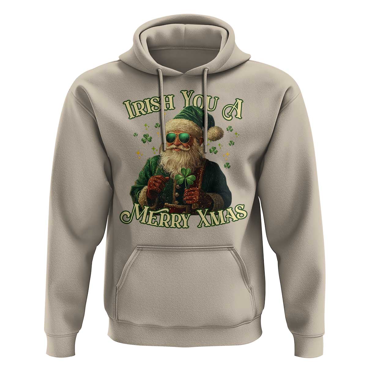 Irish You A Merry Xmas Hoodie Shamrock Santa Ireland Lucky