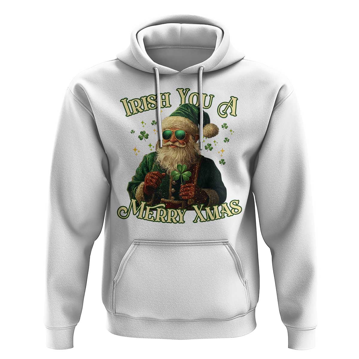 Irish You A Merry Xmas Hoodie Shamrock Santa Ireland Lucky
