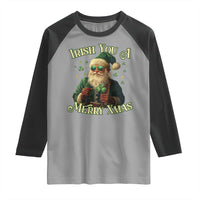 Irish You A Merry Xmas Raglan Shirt Shamrock Santa Ireland Lucky