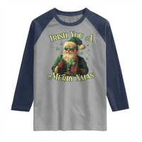 Irish You A Merry Xmas Raglan Shirt Shamrock Santa Ireland Lucky