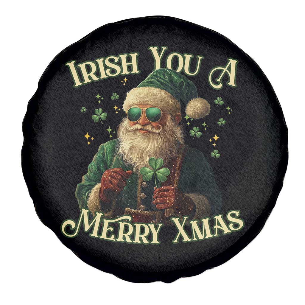 Irish You A Merry Xmas Spare Tire Cover Shamrock Santa Ireland Lucky