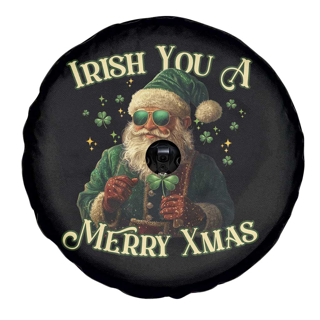 Irish You A Merry Xmas Spare Tire Cover Shamrock Santa Ireland Lucky