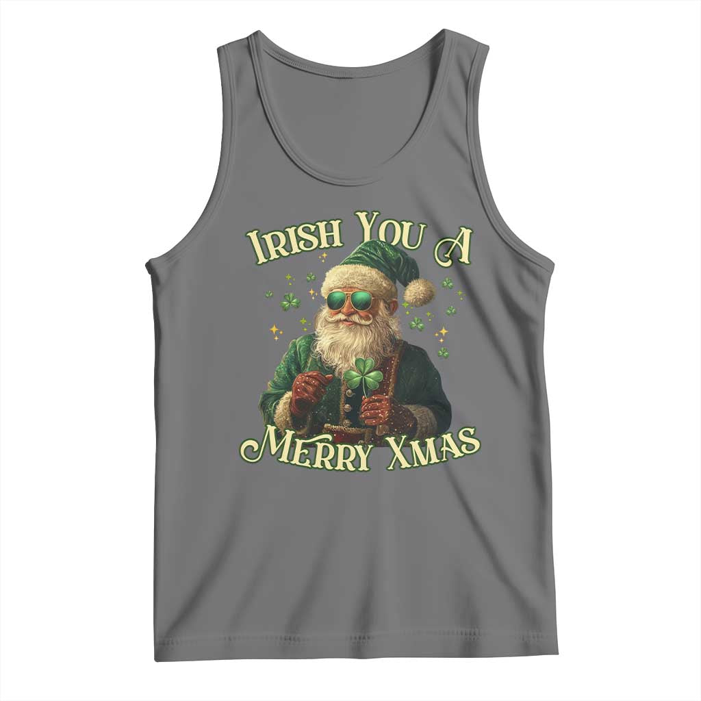 Irish You A Merry Xmas Tank Top Shamrock Santa Ireland Lucky
