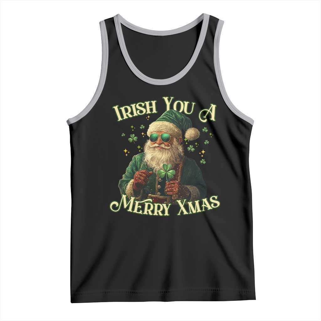 Irish You A Merry Xmas Tank Top Shamrock Santa Ireland Lucky