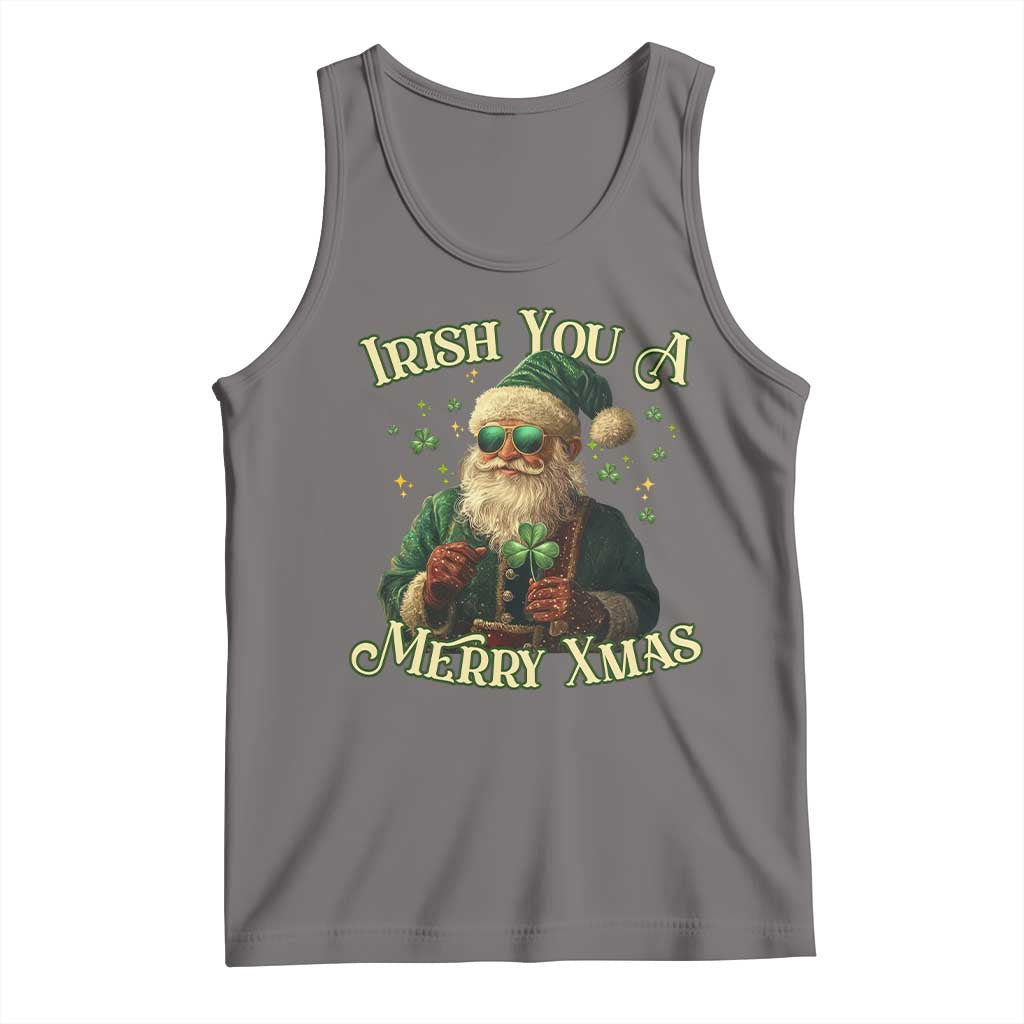 Irish You A Merry Xmas Tank Top Shamrock Santa Ireland Lucky