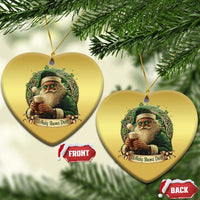 Irish Xmas Christmas Ornament Nollaig Shona Duit Shamrock Santa Drinking Beer - Wonder Print Shop