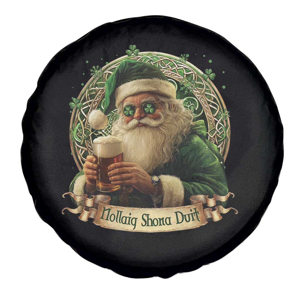 Irish Christmas Spare Tire Cover Nollaig Shona Duit Shamrock Santa Drinking Beer