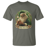 Irish Christmas T Shirt Nollaig Shona Duit Shamrock Santa Drinking Beer - Wonder Print Shop
