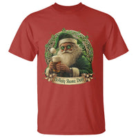 Irish Christmas T Shirt Nollaig Shona Duit Shamrock Santa Drinking Beer - Wonder Print Shop