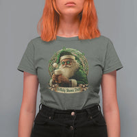 Irish Christmas T Shirt For Women Nollaig Shona Duit Shamrock Santa Drinking Beer - Wonder Print Shop