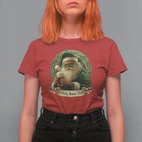 Irish Christmas T Shirt For Women Nollaig Shona Duit Shamrock Santa Drinking Beer - Wonder Print Shop