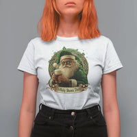 Irish Christmas T Shirt For Women Nollaig Shona Duit Shamrock Santa Drinking Beer - Wonder Print Shop