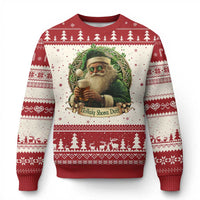 Irish Xmas Ugly Christmas Sweater Nollaig Shona Duit Shamrock Santa Drinking Beer - Wonder Print Shop