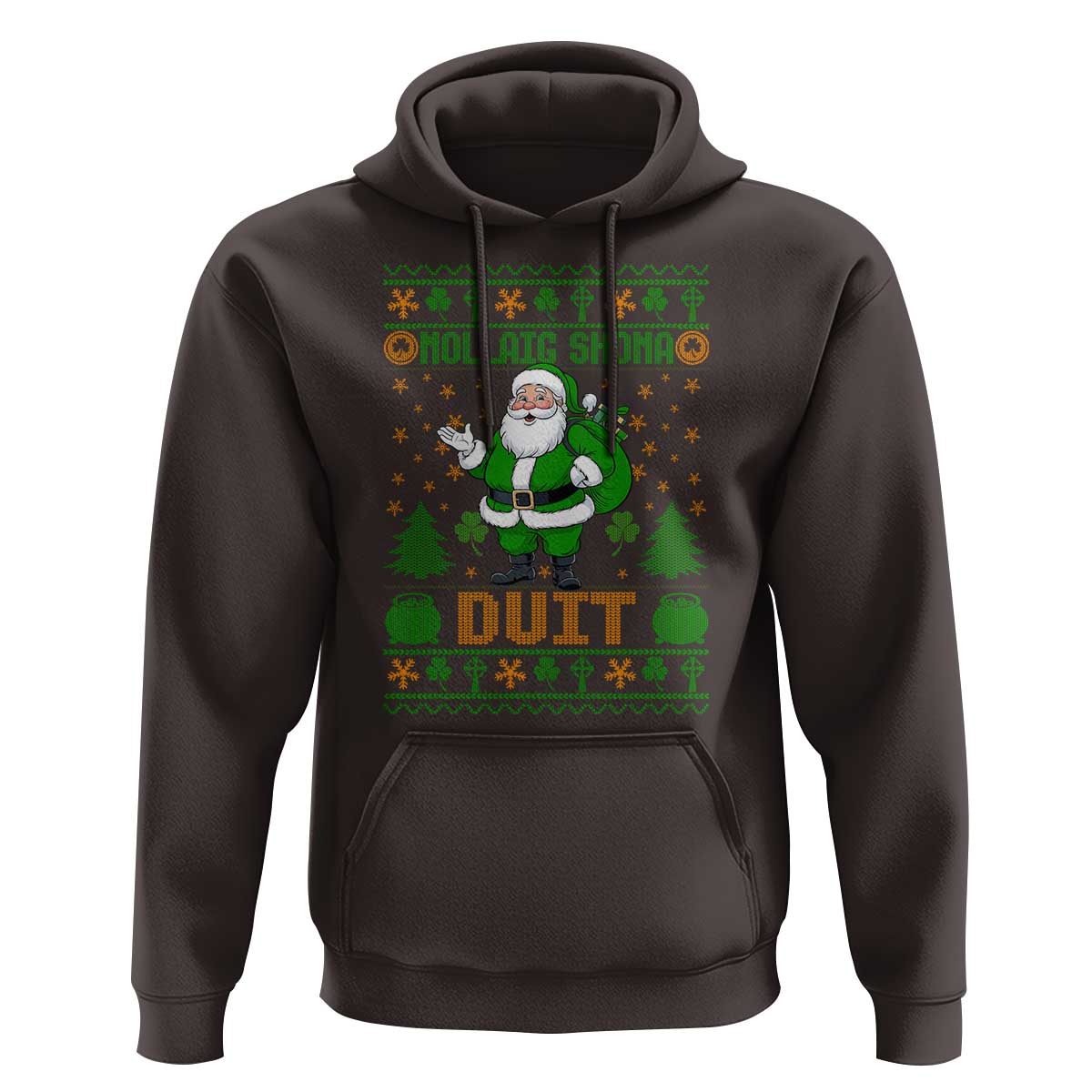 Irish Christmas Hoodie Nollaig Shona Duit Shamrock Santa Lucky For Everyone