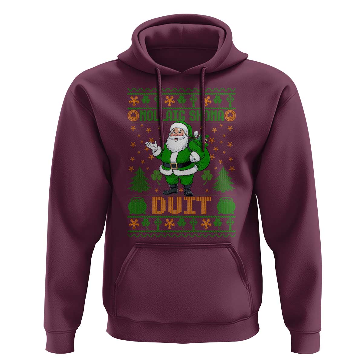 Irish Christmas Hoodie Nollaig Shona Duit Shamrock Santa Lucky For Everyone