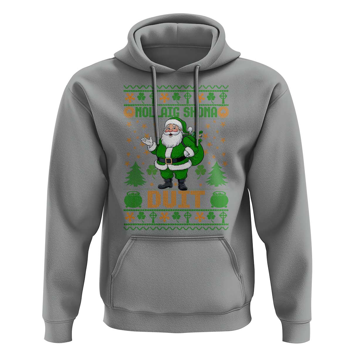 Irish Christmas Hoodie Nollaig Shona Duit Shamrock Santa Lucky For Everyone