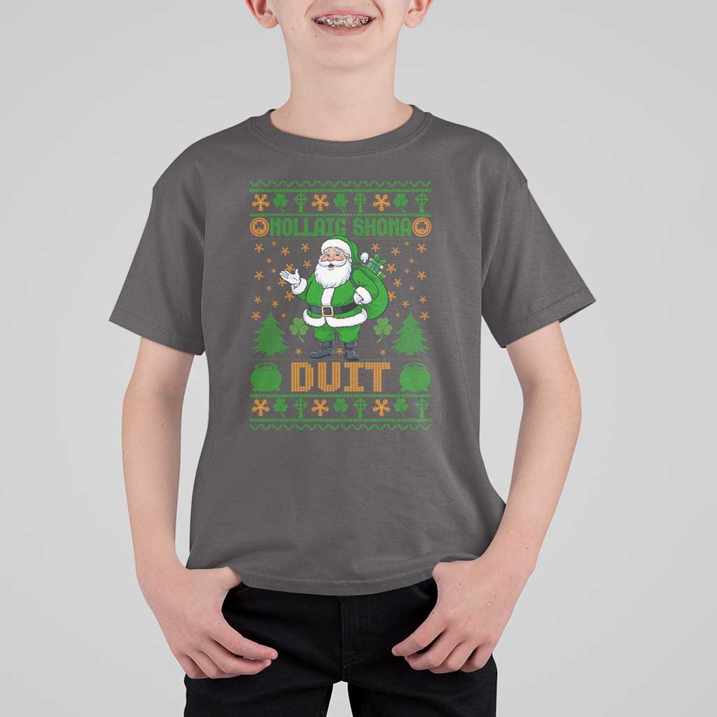 Irish Christmas T Shirt For Kid Nollaig Shona Duit Shamrock Santa Lucky For Everyone - Wonder Print Shop