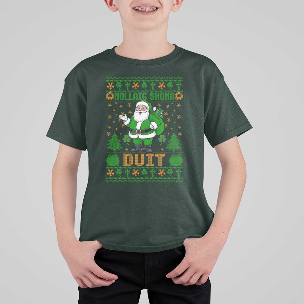 Irish Christmas T Shirt For Kid Nollaig Shona Duit Shamrock Santa Lucky For Everyone - Wonder Print Shop
