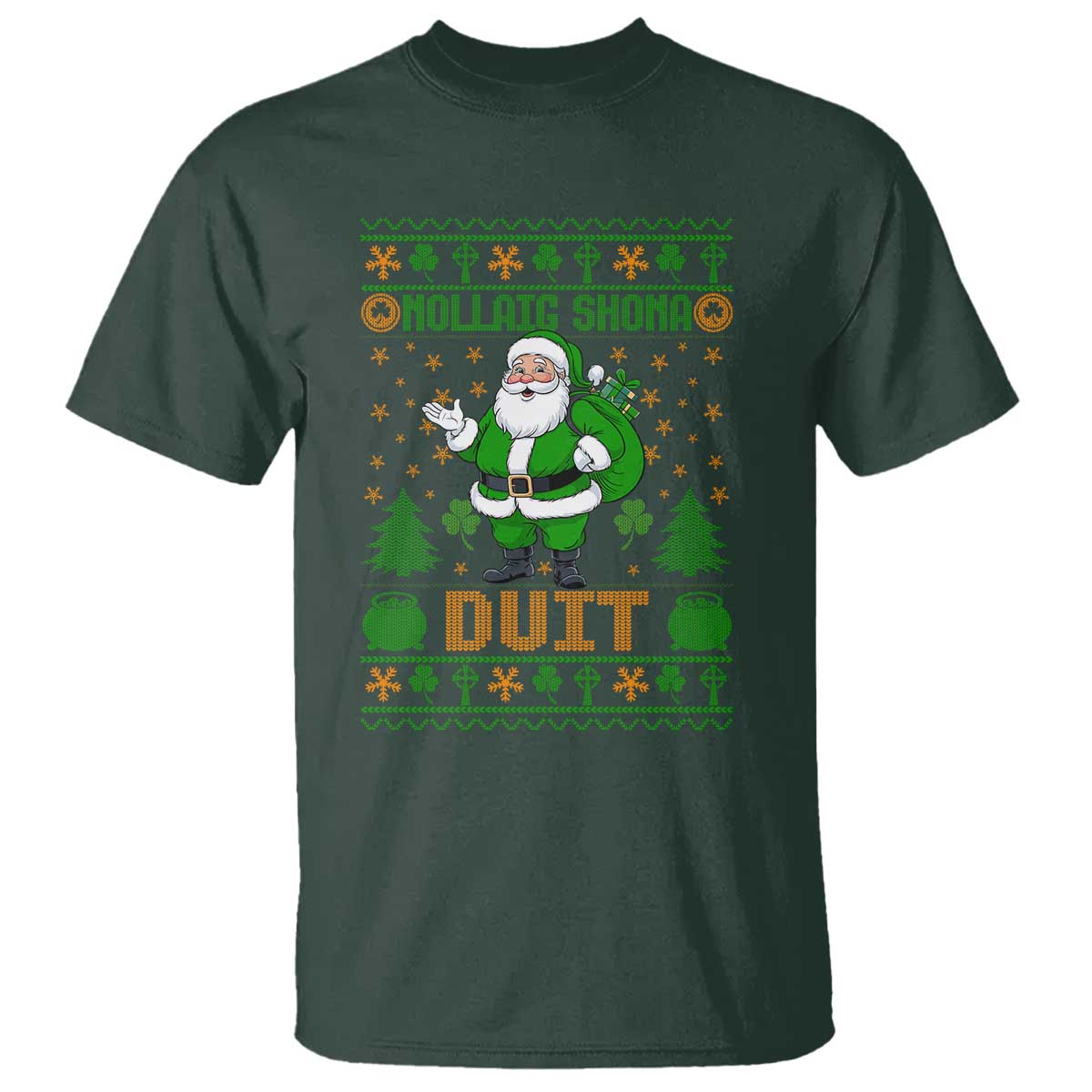 Irish Christmas T Shirt Nollaig Shona Duit Shamrock Santa Lucky For Everyone - Wonder Print Shop