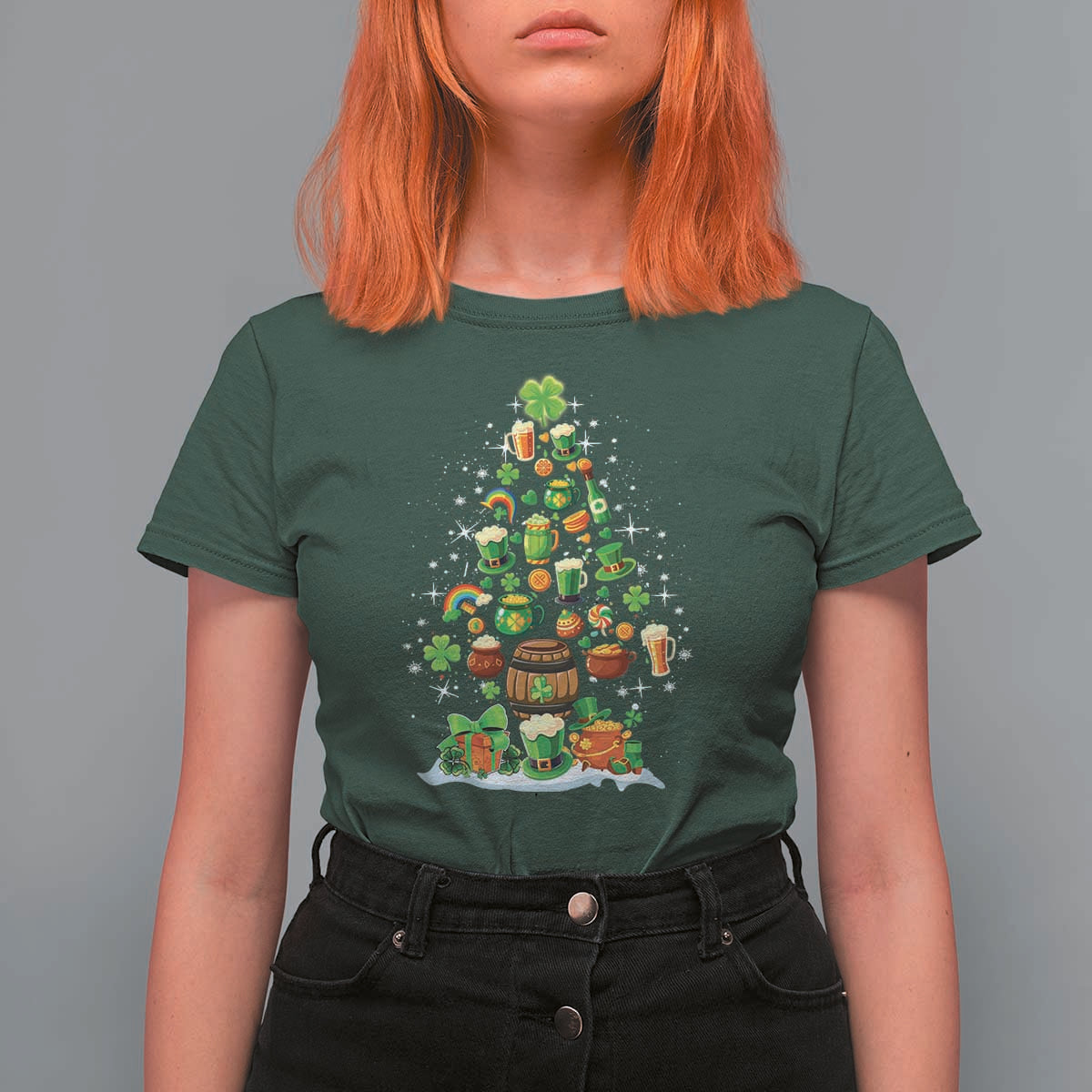Merry Christmas Tree Irish T Shirt For Women - Wonder Print Shop