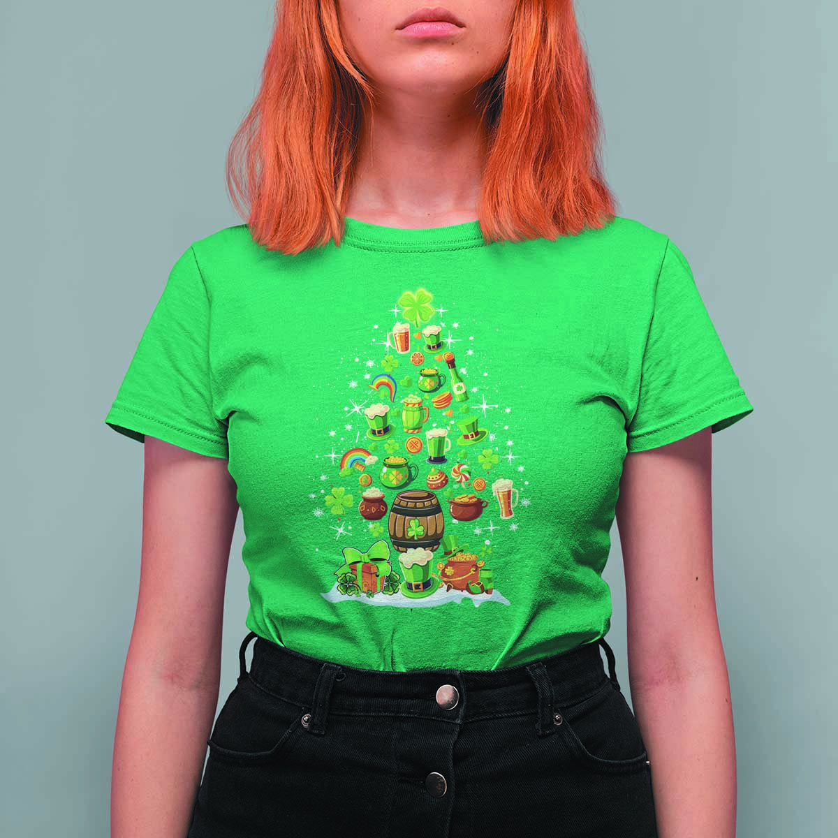 Merry Christmas Tree Irish T Shirt For Women - Wonder Print Shop