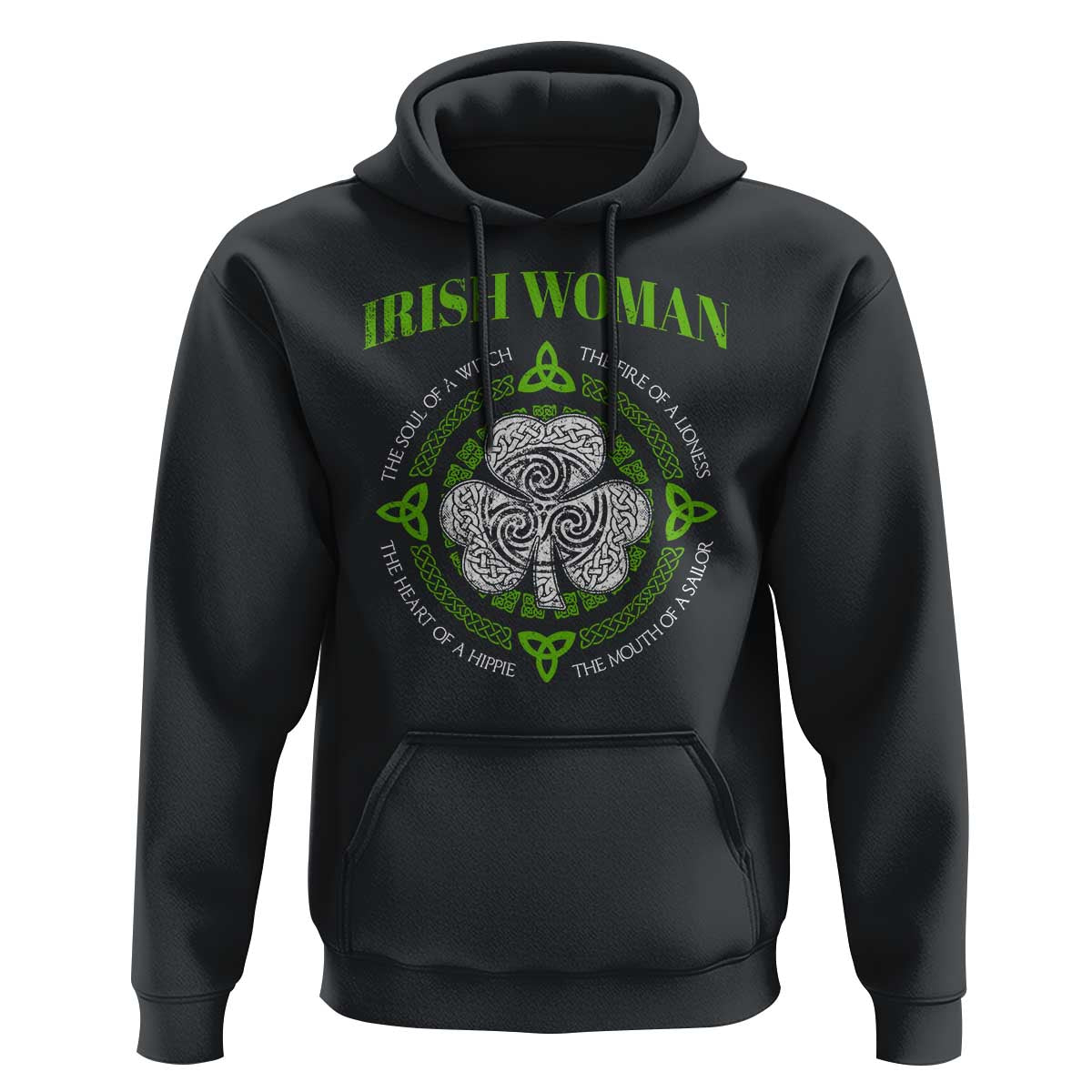 Irish Woman Pride Hoodie The Soul of A Witch Celtic Shamrock Feminist