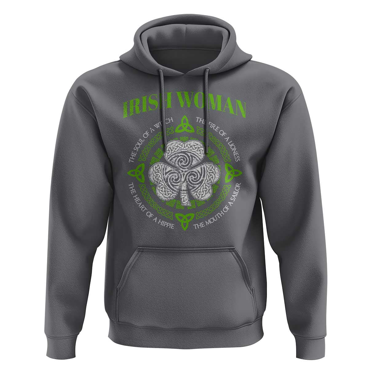 Irish Woman Pride Hoodie The Soul of A Witch Celtic Shamrock Feminist