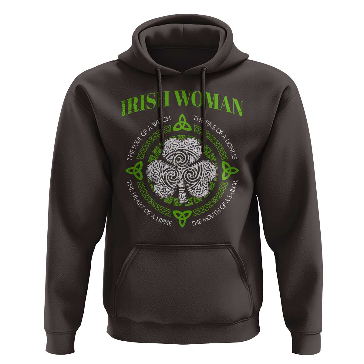 Irish Woman Pride Hoodie The Soul of A Witch Celtic Shamrock Feminist