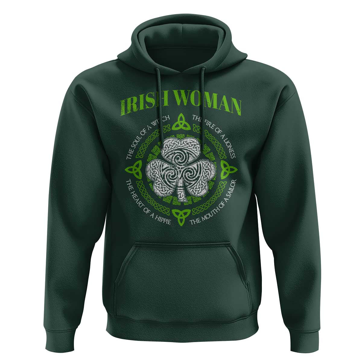 Irish Woman Pride Hoodie The Soul of A Witch Celtic Shamrock Feminist