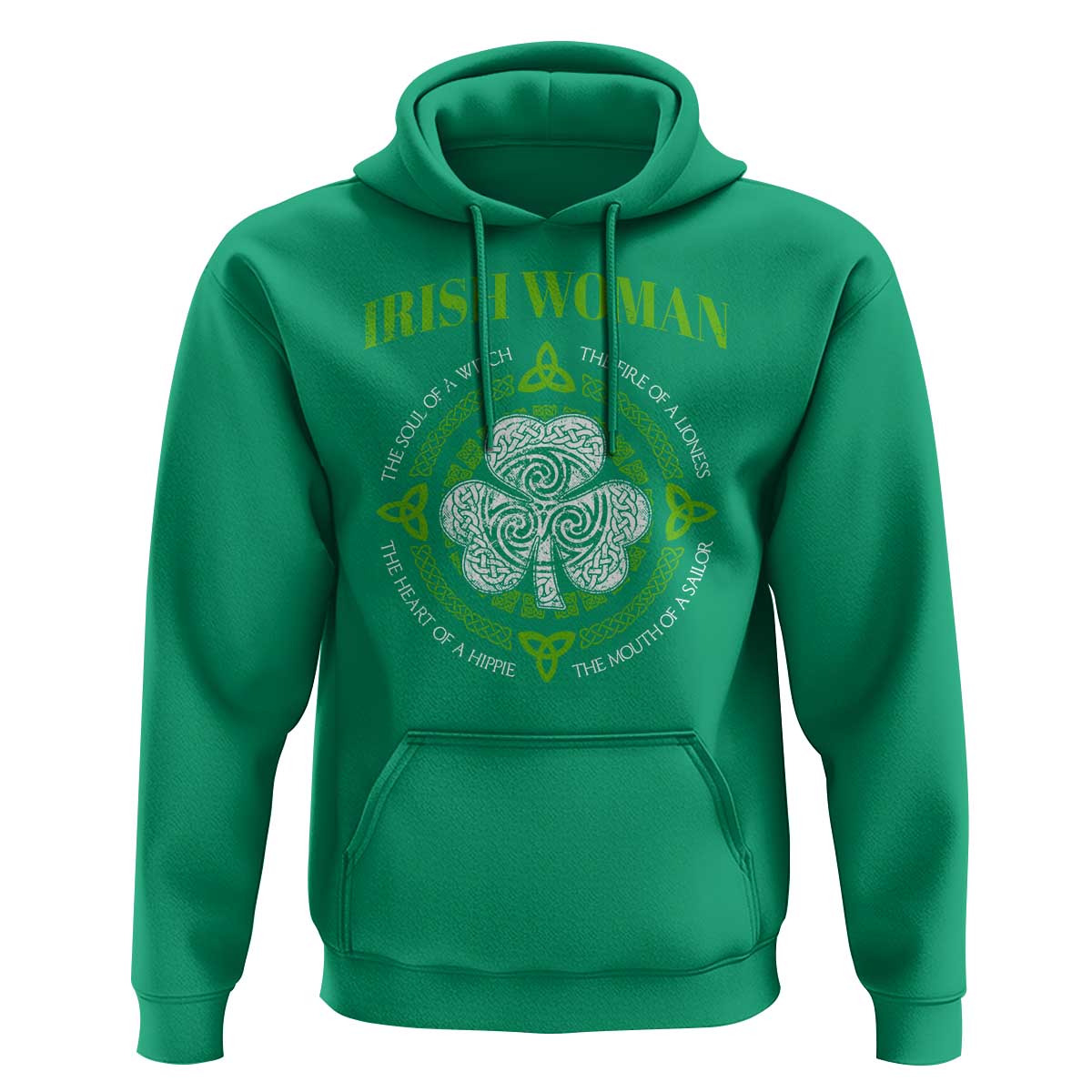 Irish Woman Pride Hoodie The Soul of A Witch Celtic Shamrock Feminist