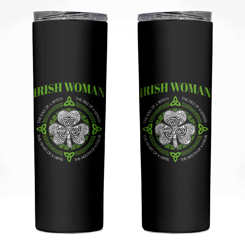 Irish Woman Pride Skinny Tumbler The Soul of A Witch Celtic Shamrock Feminist
