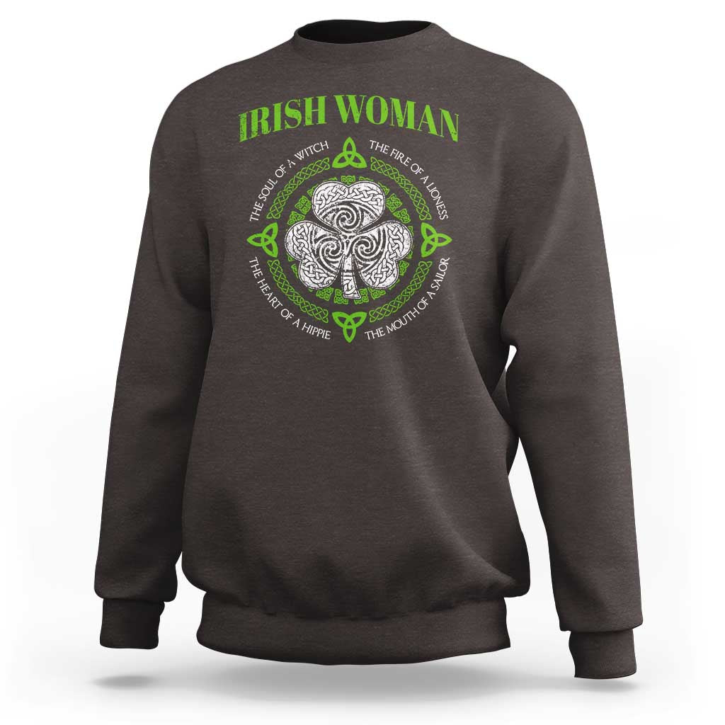 Irish Woman Pride Sweatshirt The Soul of A Witch Celtic Shamrock Feminist - Wonder Print Shop